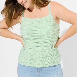 Torrid hemlock Stretch Mesh Cropped Shirred Cami